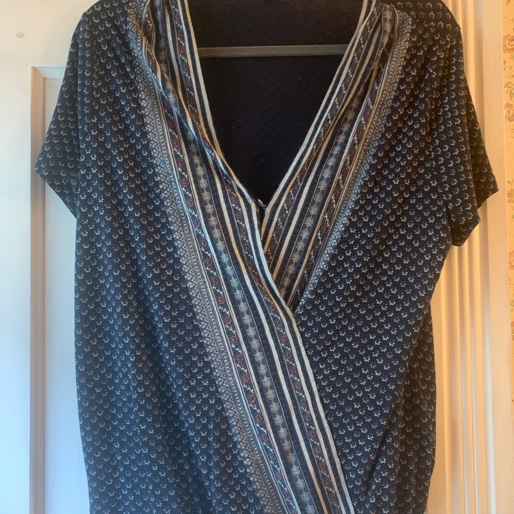 Lucky Brand Printed Faux-Wrap Top